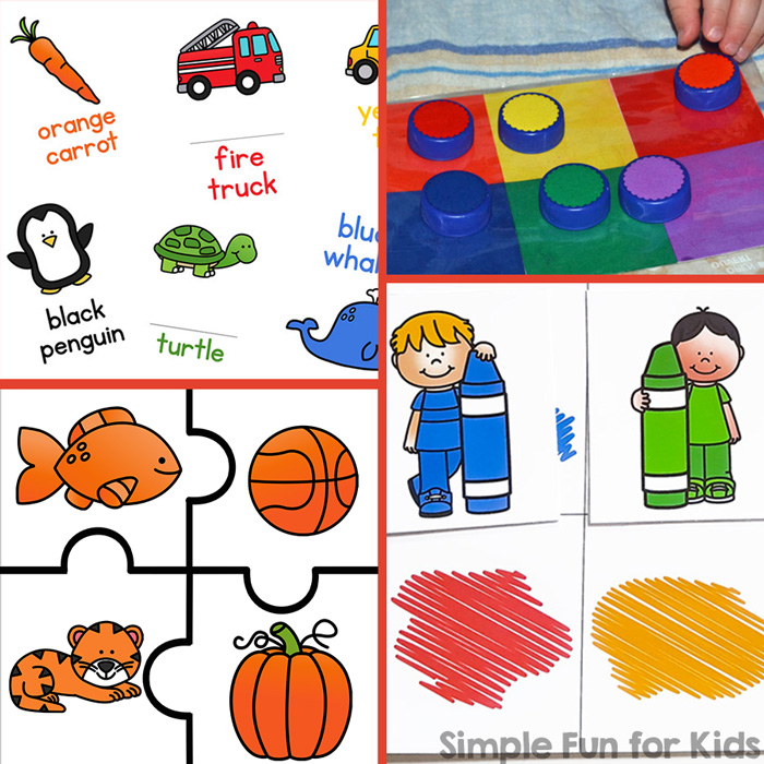 Practice color recognition, reading and writing color words, and fine motor skills for toddlers, preschoolers, and kindergarteners with these related color matching activities.