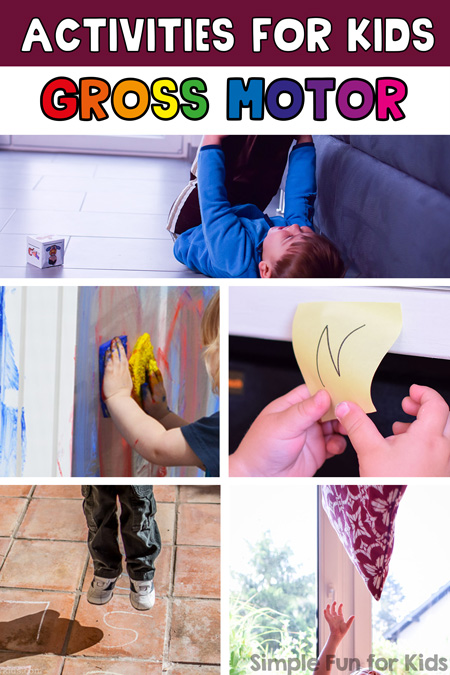 Check out these fun and simple gross motor activities for kids! Learning activities, art, brain breaks or just fun for preschoolers, kindergarteners, and elementary students.
