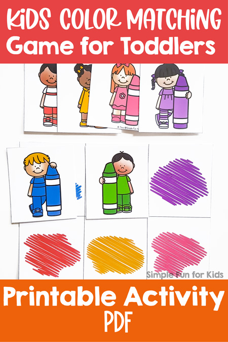Practicing color recognition is super fun with this cute printable Kids Color Matching Game for Toddlers! You can play three different versions matching colors or images.