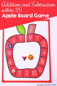 Work on common core standard CCSS.MATH.CONTENT.2.OA.B.2 with this fun Addition and Subtraction within 20 Apple Board Game! The VIP version includes 3 different ways to play, number cards, and a recording sheet. Perfect for a quick review with second graders!