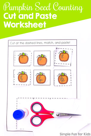 Pumpkin Seed Counting Cut and Paste Worksheet
