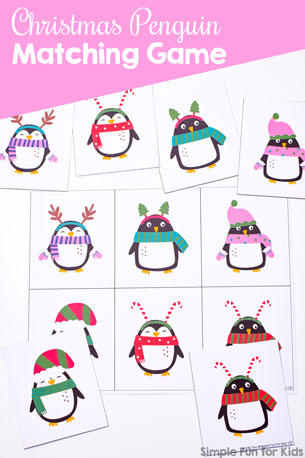 Christmas Penguin Matching Game for Toddlers