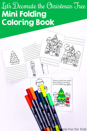Let’s Decorate the Christmas Tree Mini Folding Coloring Book Printable