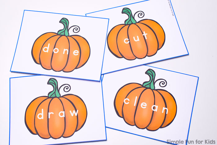 Kindergarteners and first graders will love learning and reviewing their sight words with these cute printable Third Grade Sight Word Pumpkins! Print at different sizes for flash cards, memory cards, and other uses.