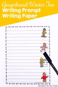 No prep literacy activity for kindergarten and elementary grades: Gingerbread Winter Fun Writing Prompt Writing Paper for writing general Christmas or gingerbread stories.