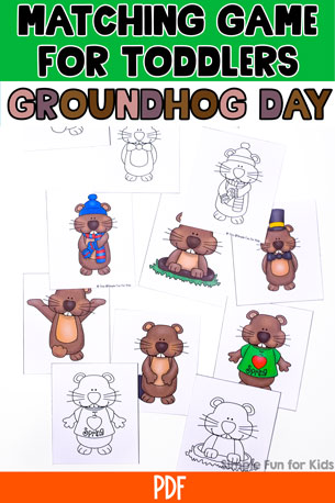 Groundhog Day Matching Game for Toddlers