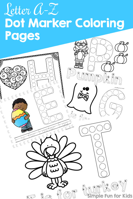 Learn to read and write all of the letters of the alphabet with fun, simple, no-prep Letter A-Z Dot Marker Coloring Pages! Perfect for toddlers, preschoolers, and kindergarteners who can benefit from the different parts that make up each page.