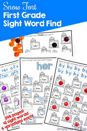 Snow Fort First Grade Sight Word Find Printable