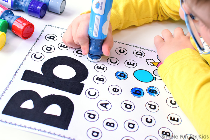 Practice letter recognition with dot markers and this no-prep B is for Bunny Dot Marker Letter Find.