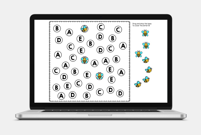 Practice recognizing letter B in uppercase, lowercase, and mixed case with this B is for Bee digital letter find for Google Slides and Google Classroom! Perfect for preschool and kindergarten.