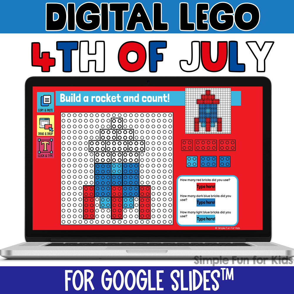 Ten fun and engaging EDITABLE Independence Day-themed digital LEGO challenges for distance learning with Google Slides and Google Classroom. Students can practice skills such as copying & pasting, dragging & dropping, typing in text boxes, and counting in a super-engaging way.