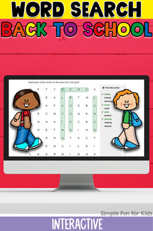 Interactive Back to School Word Search Mobile
