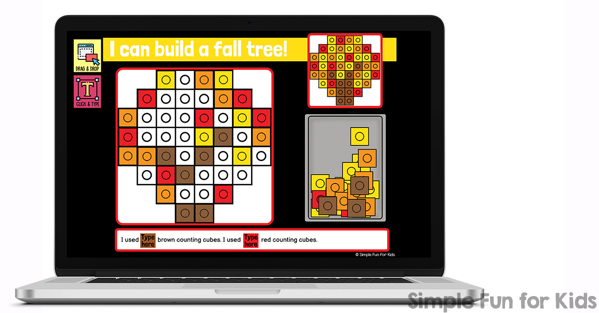 Digital Counting Cubes Fall Build and Count Challenge - Simple Fun for Kids