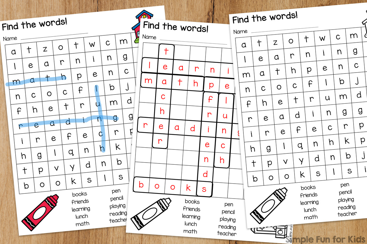 Back to School Word Search for Kids - Simple Fun for Kids