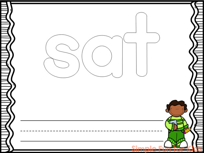 Literacy Printables for Kids: Practice sounding out words in a hands-on way with -at family CVC words play dough mats!