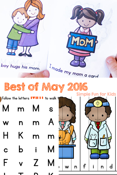 Check out my monthly round-up of all new posts of the past month, my top 3 most popular, and my personal favorite post! The Best of May 2016 has something for kids of all ages: Printables, sensory, learning activities, and more!