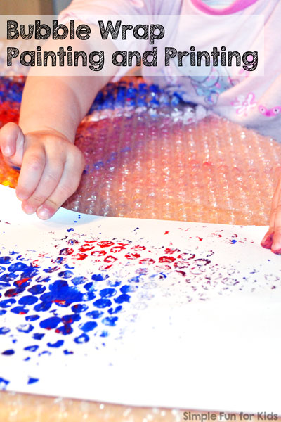 A really cool bubble wrap painting project for all ages that even a toddler can do completely on his own!