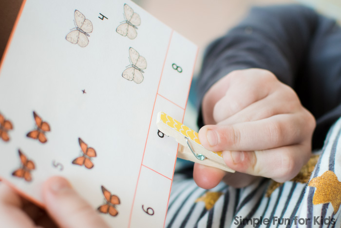 Learn addition up to 10 with these cute printable butterfly addition clip cards! Realistically drawn butterfly images make learning simple math facts fun for older preschoolers and kindergartners.