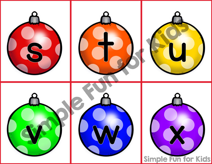 Day 7 Christmas Ornament Lower Case Letter Matching Game Simple