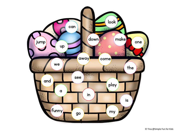 Free Kindergarten Printables: Turn sight word review into a game with this Easter egg sight word read and cover game!