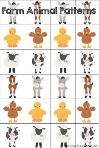 Free farm animal patterns printable with different ways to play and learn for preschoolers and kindergartners!