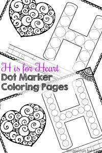 Learn about the letter H with these cute printable H is for Heart Dot Marker Coloring Pages! Coloring, dotting, tracing, reading - whatever your toddlers, preschoolers, and kindergarteners are ready for!