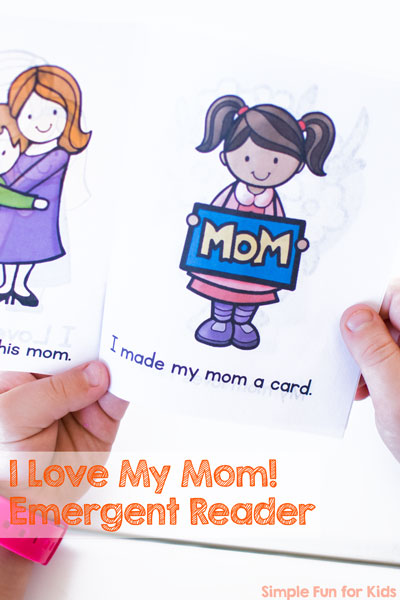 Whether for Mother's Day or any other day of the year, kindergarteners will get a kick out of reading this printable I Love My Mom! Emergent Reader out loud to their moms! Includes fun images and simple words.