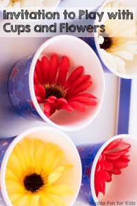 My toddler loved this fun little sensory invitation to play with cups and flowers. I always enjoy the simplicity and how he adds his own ideas to the activity :)