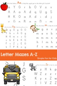 Learn and review letters with these Letter Mazes A-Z! Perfect for toddlers, preschoolers, and kindergarteners who are learning to recognize letters and tell them apart.