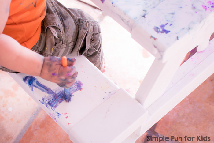 We had a ton of fun with this homemade paint recipe: Process Art with Fizzy Flour Paint is great for toddlers, preschoolers, kindergarteners - actually, for kids of all ages!