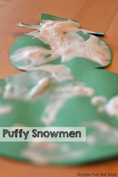 Puffy Snowmen with Shaving Cream and Glue