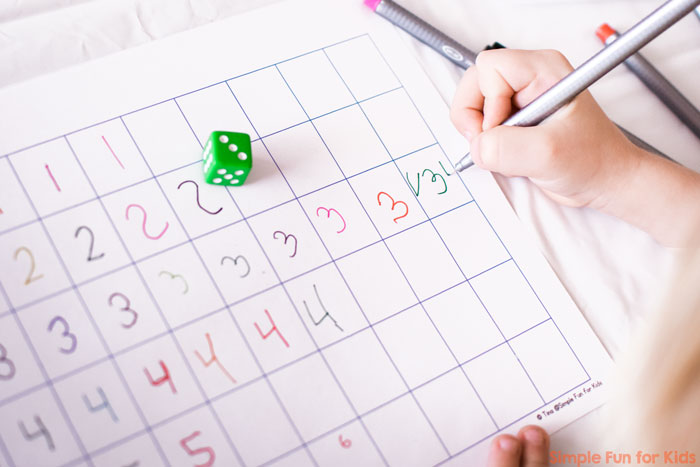 Get an introduction to graphing and math concepts like counting, comparison, and even probability with this fun and simple printable Roll Graphing Game! It's also a great way to practice writing numbers from 1-6 for preschoolers and kindergarteners.