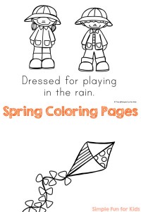 Spring is here! Not quite yet where you are? No problem, get in a spring-y mood with these cute spring coloring pages! The pdf file contains eight pages to color with text to copy, trace or read for toddlers, preschoolers, and kindergartners.