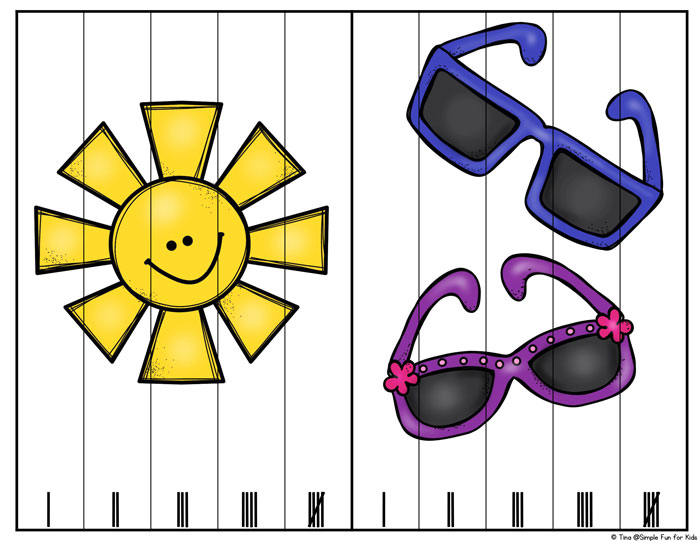 Does your kindergartener know how to count with tally marks? My daughter thinks they're really fun, and it's a useful skill to have in real life! Try these printable Summer Beach Life Puzzles with Tally Marks as an introduction to or review of the concept!