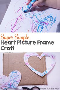 Use your toddler's artwork to make this super simple heart picture frame craft! Great for Valentine's Day or just to display a favorite photo.