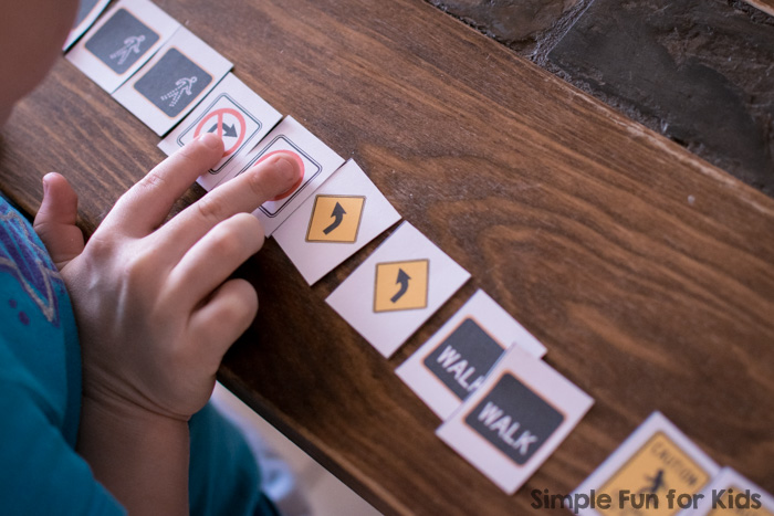 Play a game to learn about traffic signs! This printable Traffic Signs Matching Game is great for learning and reviewing the most important US traffic signs while having fun. Perfect for preschoolers, kindergartners, and even as an introduction for toddlers.