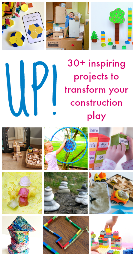 Learn a wide variety of learning concepts from literacy, math, science, art, and play with the new ebook Up! Building and playing with blocks, construction, engineering - here are 30+ easy ways to use the block corner for learning.