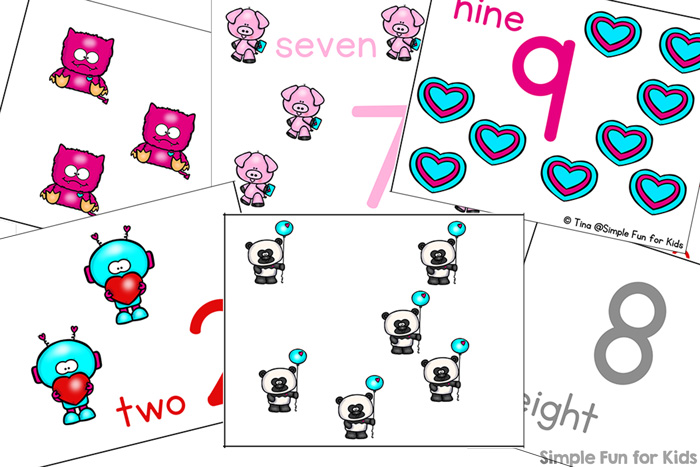 Memory doesn't have to be about matching identical images! Try this Valentine's Day Counting Memory Game for Preschoolers with 5 different types of cards to mix and match! Covers numbers 1-9.