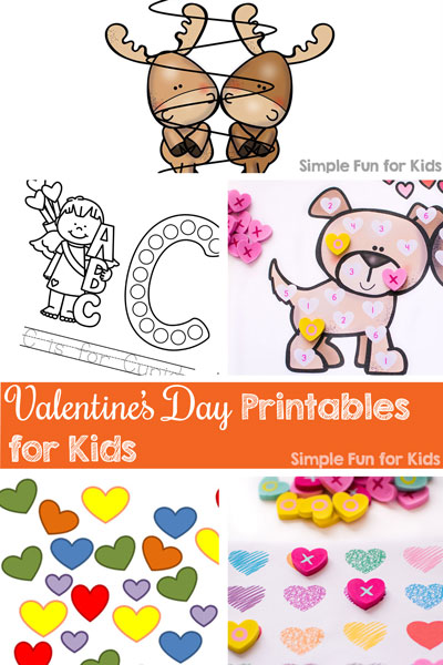 There are so many Valentine's Day Printables for Kids here! Valentine's cards, math, literacy, games, something for everyone from toddlers to kindergarteners and beyond.