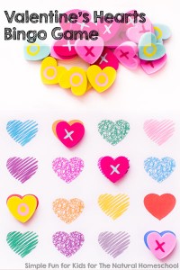 Printable Games for Kids: Play a fun bingo game with this Valentine's Hearts Bingo Game, perfect for preschoolers, kindergartners, and older kids, too! Includes four bingo cards and two ways of calling.
