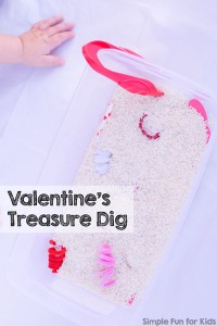 Check out my post on Living Life and Learning about my toddler's Valentine's Treasure Dig! A super simple sensory activity with rice, tweezers, and a few Valentine's themed items. Great for fine motor skills, too!